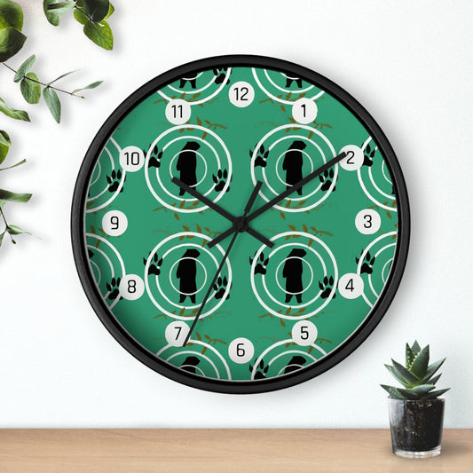 Country Bears on Green Background Wall Clock