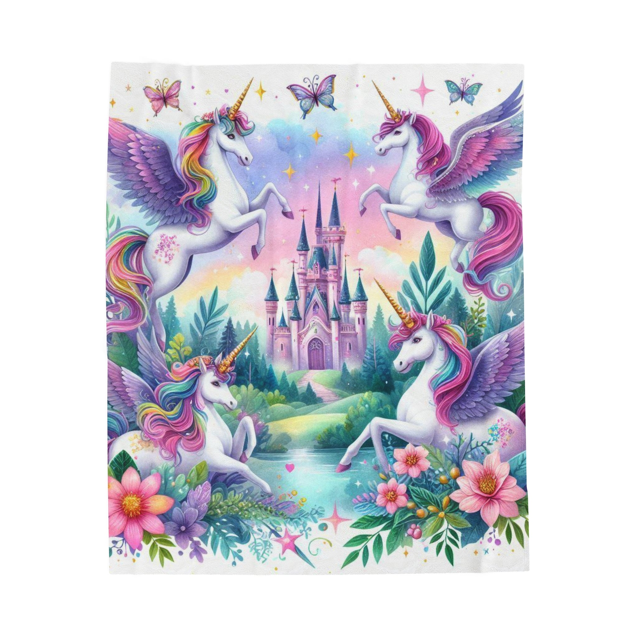 Flying Unicorns Velveteen Soft Throw Plush Blanket