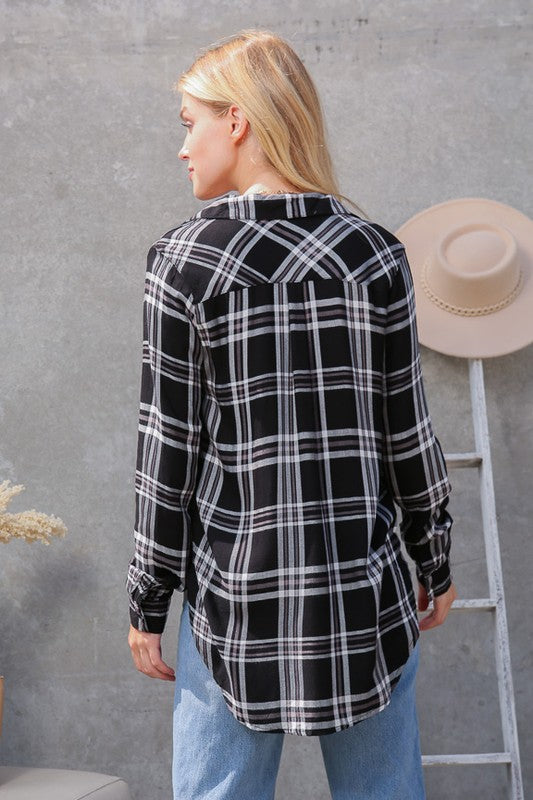 Women's Plaid Print Rayon Shirt