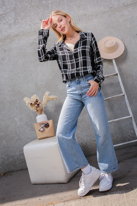 Women's Plaid Print Rayon Shirt