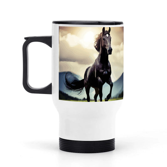 Wild Black Horse Stainless Steel Travel Coffee Mug -14 oz
