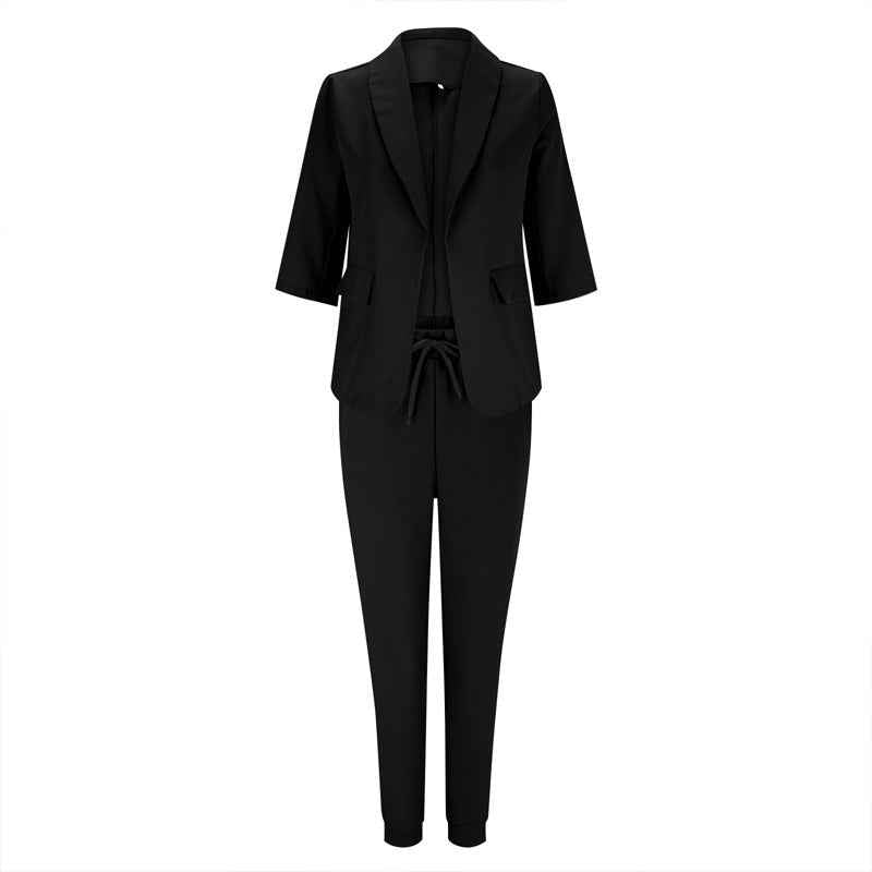 Women's Business Solid Color Long Sleeve 2-piece Pants Set