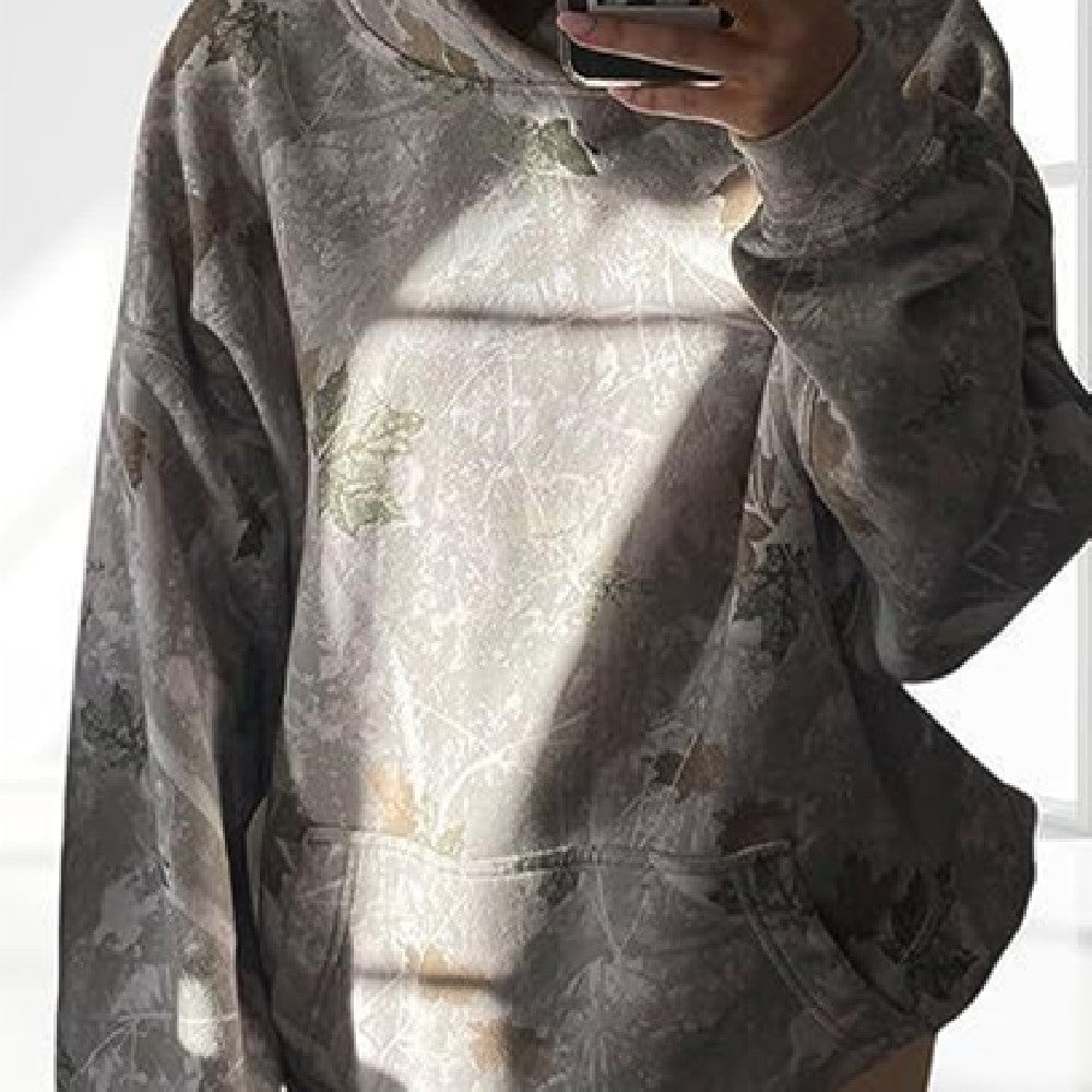 Women's Camo Fashion Casual Pocket Top Hoodie