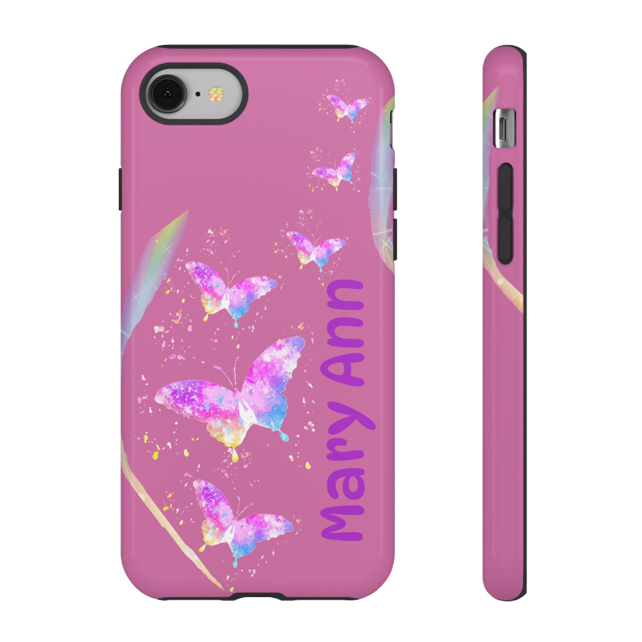 Personalized Butterfly Phone Case, Floral Phone Cover, Customizable Phone Case, Gift for Her, Pastel Decor