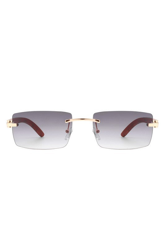 Gafas de sol polarizadas retro rectangulares sin montura para mujer