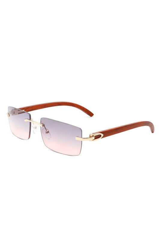 Women's Rectangle Rimless Retro Tinted Sunglasses