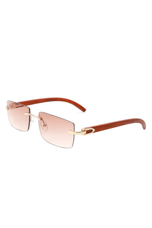 Gafas de sol polarizadas retro rectangulares sin montura para mujer