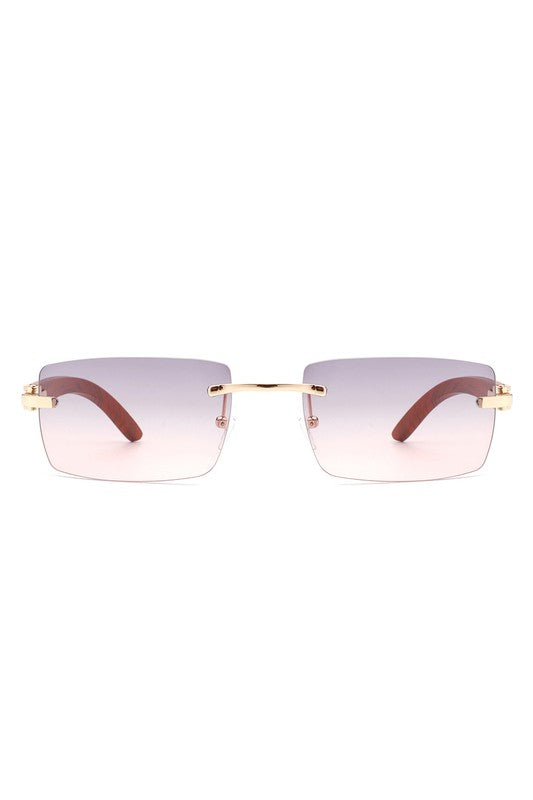 Women's Rectangle Rimless Retro Tinted Sunglasses