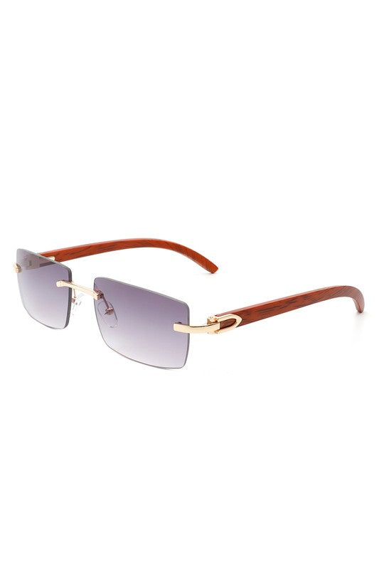 Gafas de sol polarizadas retro rectangulares sin montura para mujer