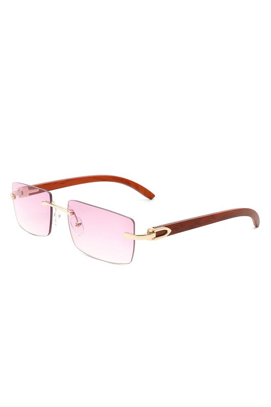 Women's Rectangle Rimless Retro Tinted Sunglasses