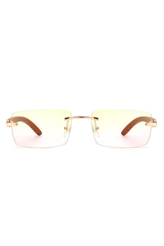 Gafas de sol polarizadas retro rectangulares sin montura para mujer