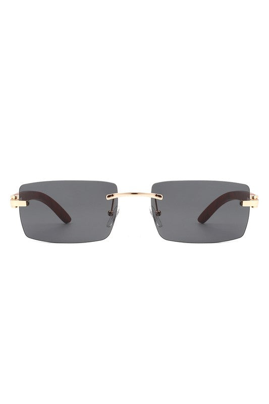 Gafas de sol polarizadas retro rectangulares sin montura para mujer