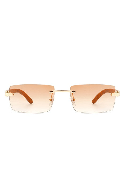 Gafas de sol polarizadas retro rectangulares sin montura para mujer