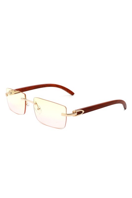 Women's Rectangle Rimless Retro Tinted Sunglasses