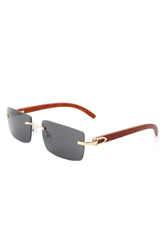 Gafas de sol polarizadas retro rectangulares sin montura para mujer