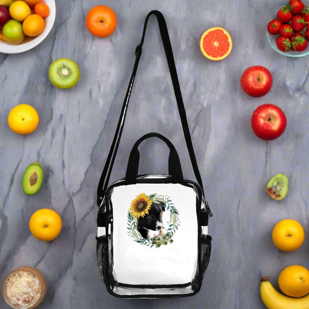 Cute Black Puppy Clear Waterproof Transparent Lunch Bag