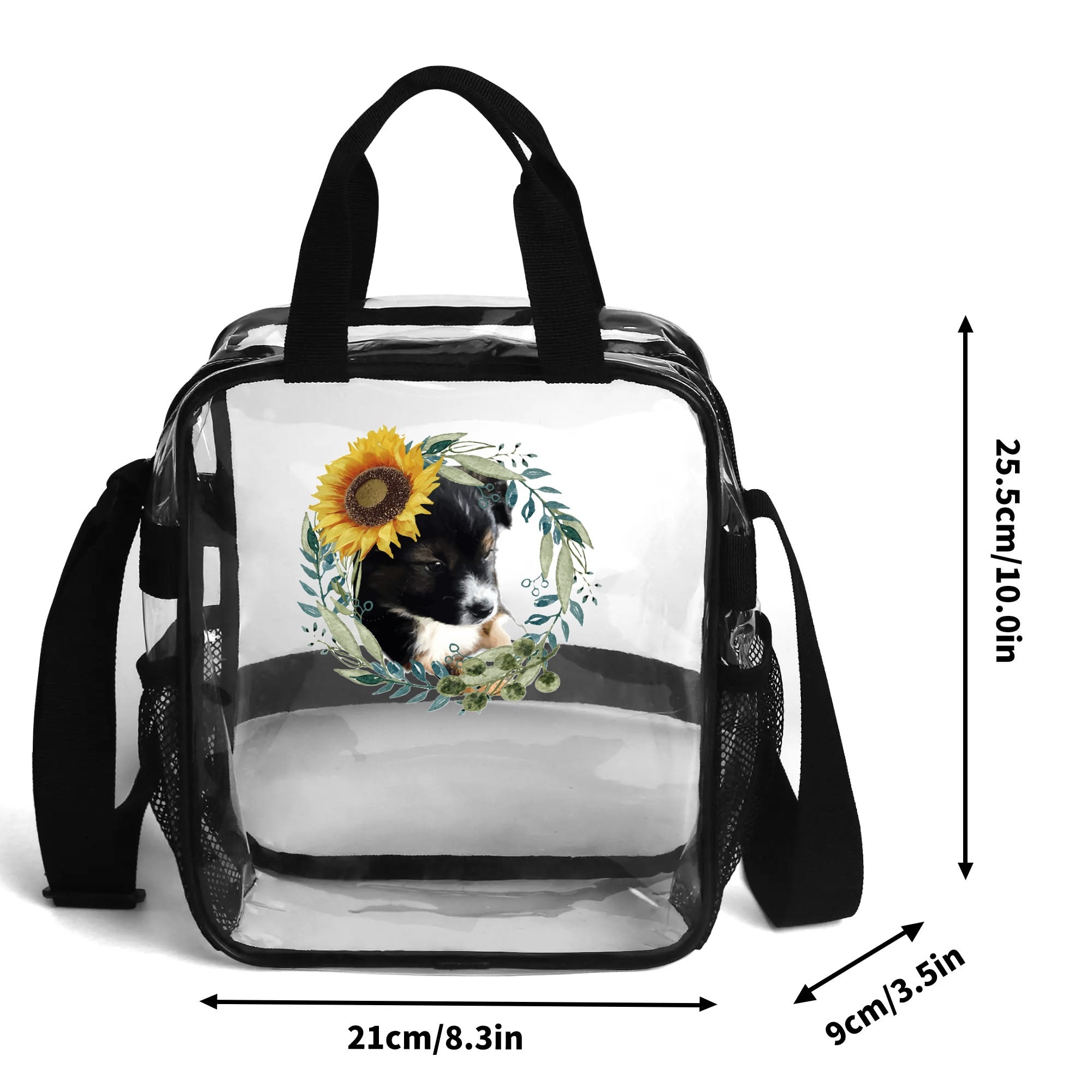 Cute Black Puppy Clear Waterproof Transparent Lunch Bag