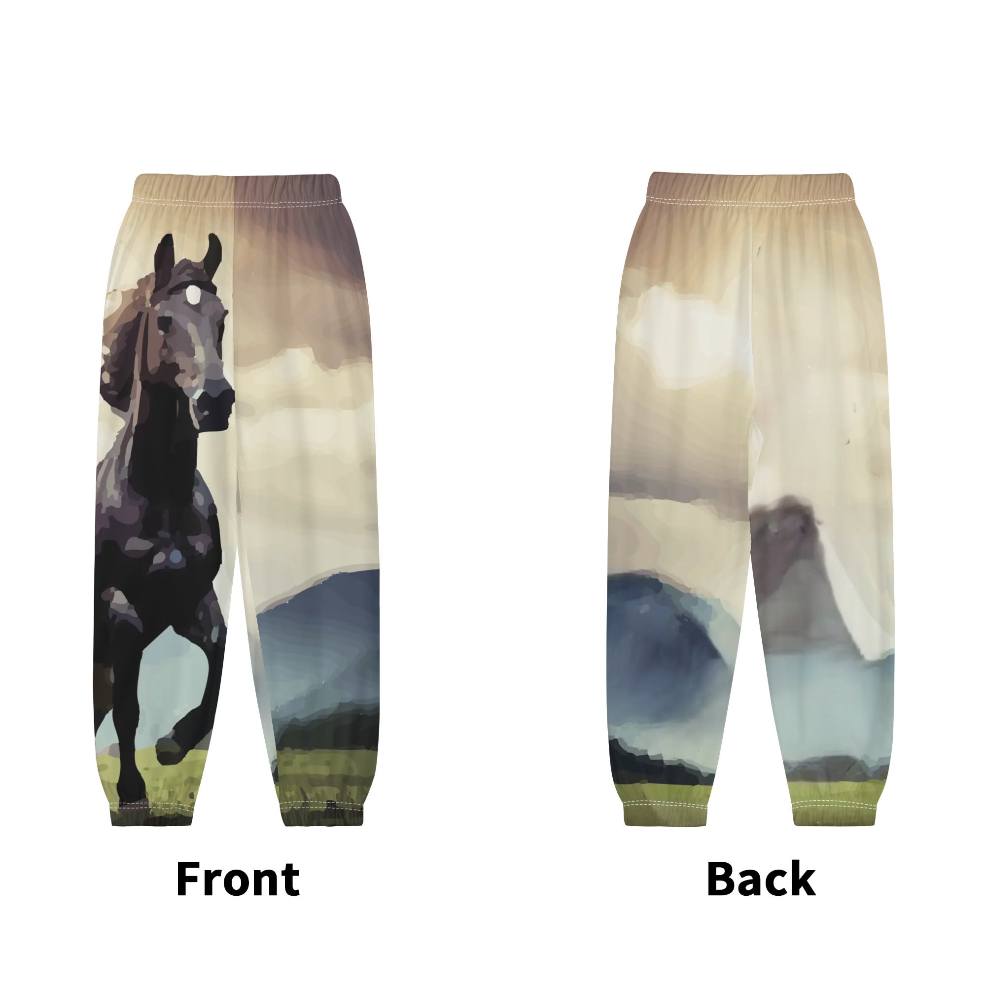 Childs Wild Black Horse Casual Loose Sweatpants Joggers