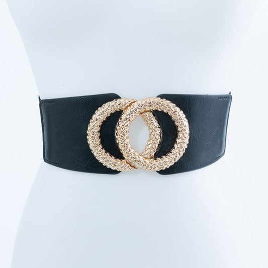 Cinturón de moda con hebilla metálica texturizada para mujer
