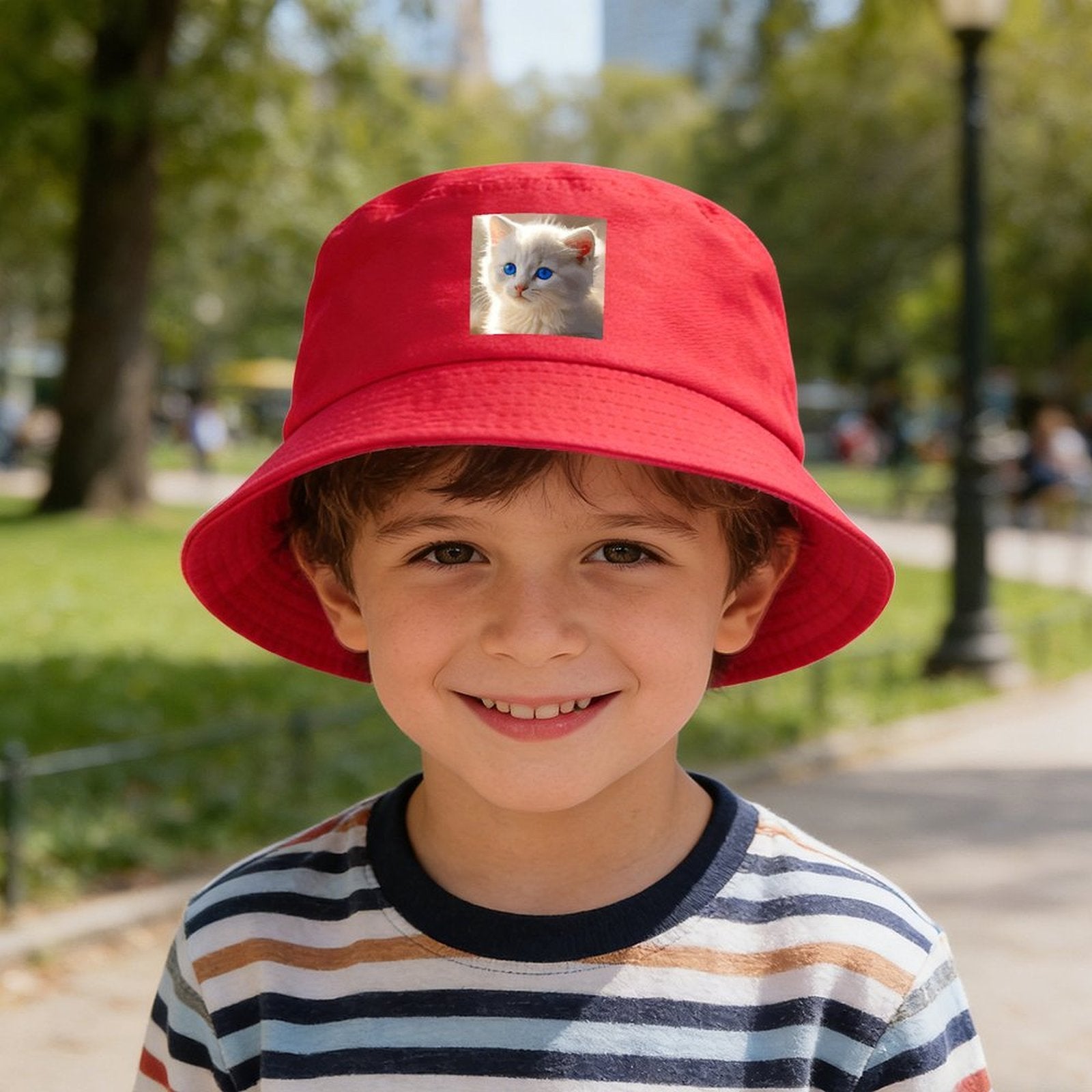 Cute White Kitten Design Kid’s Bucket Hat | Ships from USA