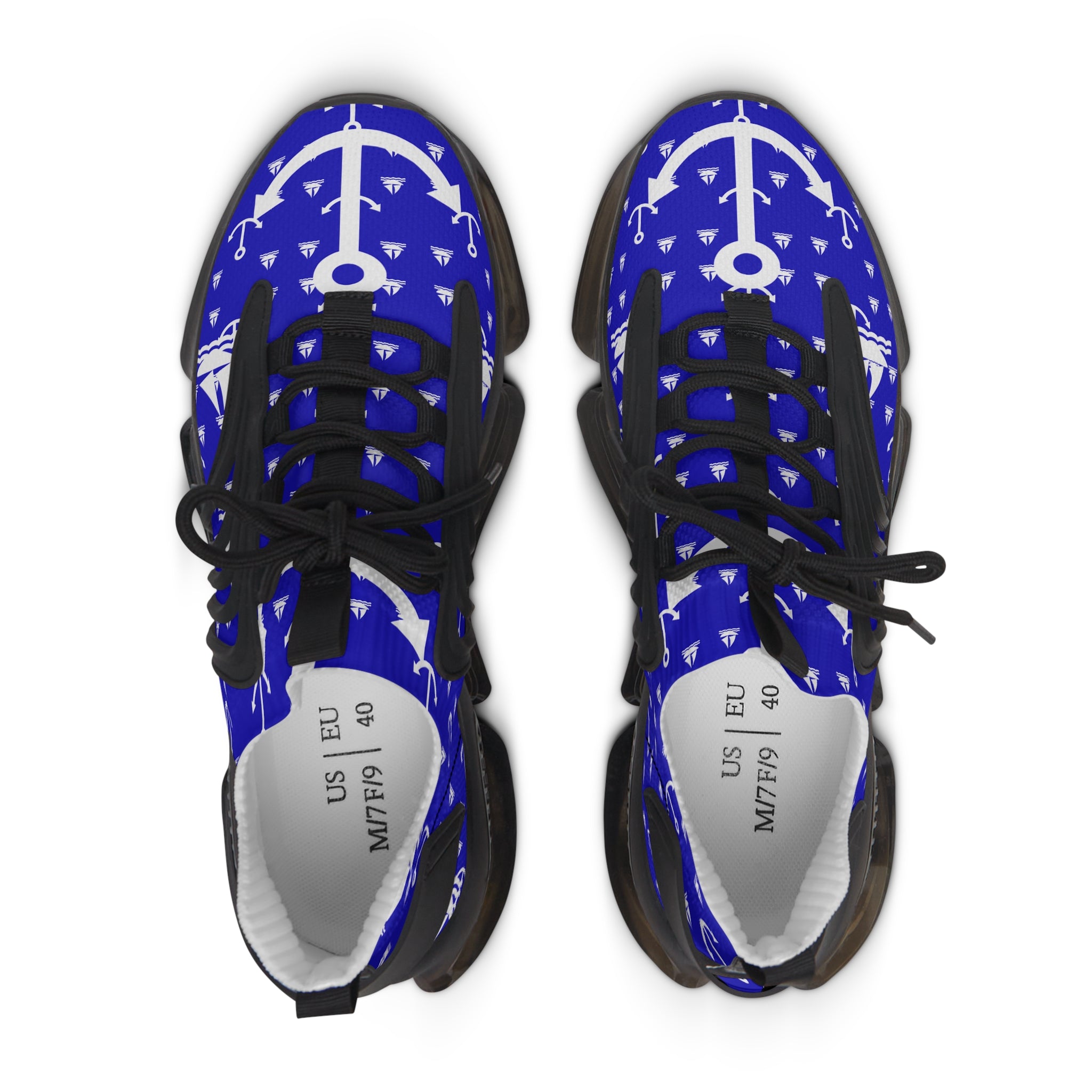 Women's Blue Boats and Anchors Mesh Sneakers