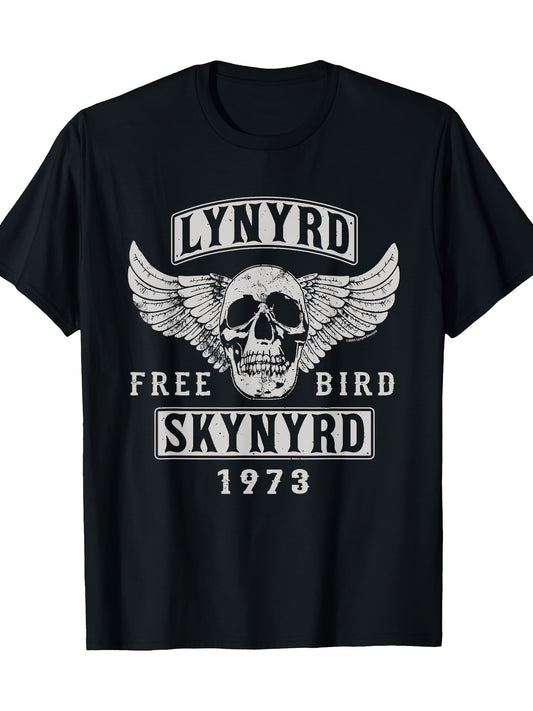 Men's Skynyrd Free Bird Skull 1973 Graphic T-Shirt