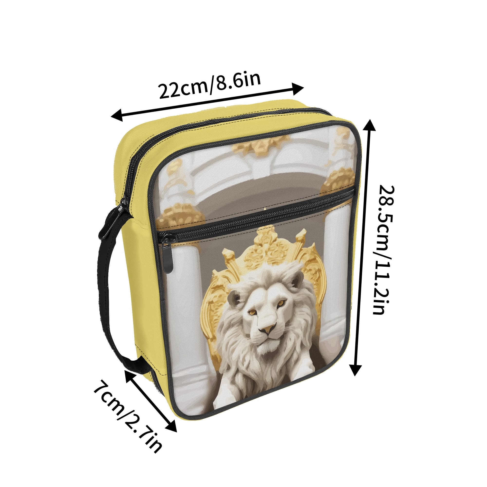 White Lion on Throne Bible Cover with Handle & Zippered Pocket