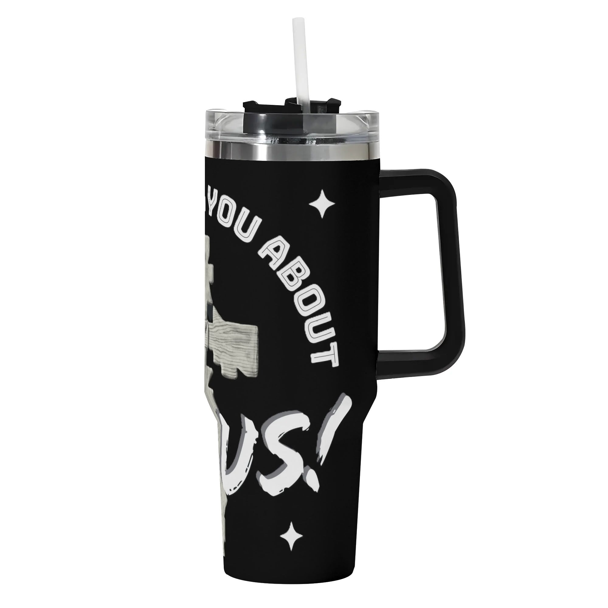 Let Me Tell You About My Jesus 40oz Stainless Steel Tumbler with Handle & Straw