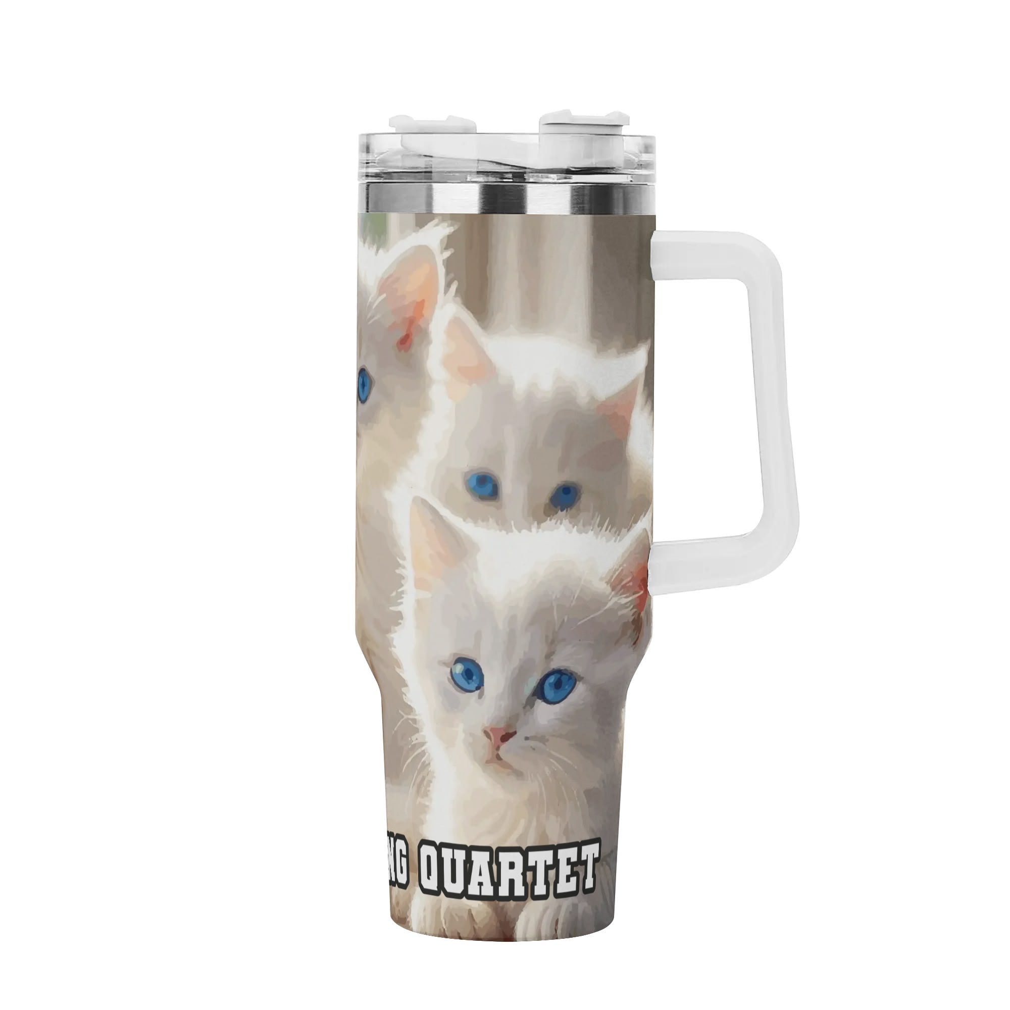 The Meowing Quartet 40oz Stainless Steel Tumbler With Handle and Straw