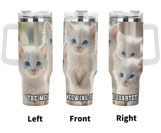 The Meowing Quartet 40oz Stainless Steel Tumbler With Handle and Straw