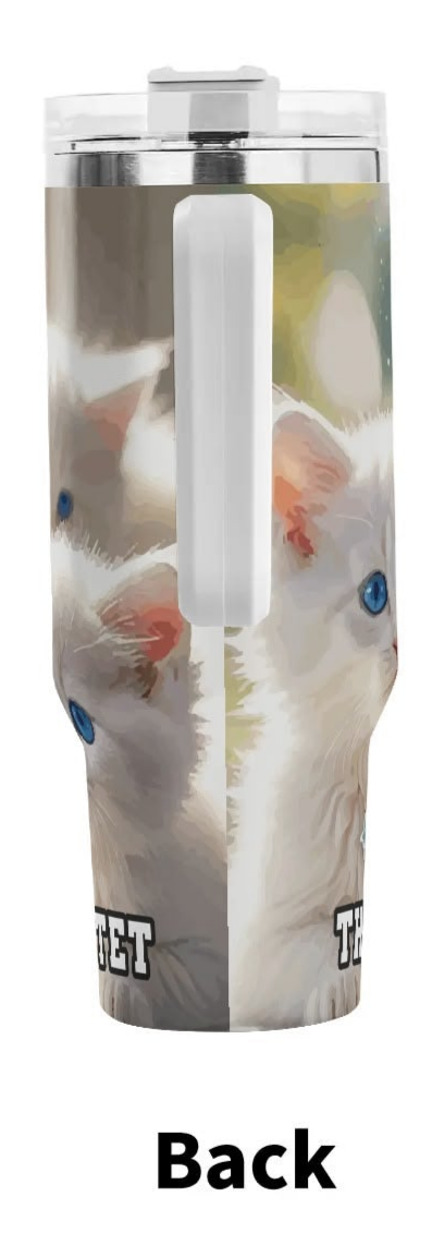 The Meowing Quartet 40oz Stainless Steel Tumbler With Handle and Straw