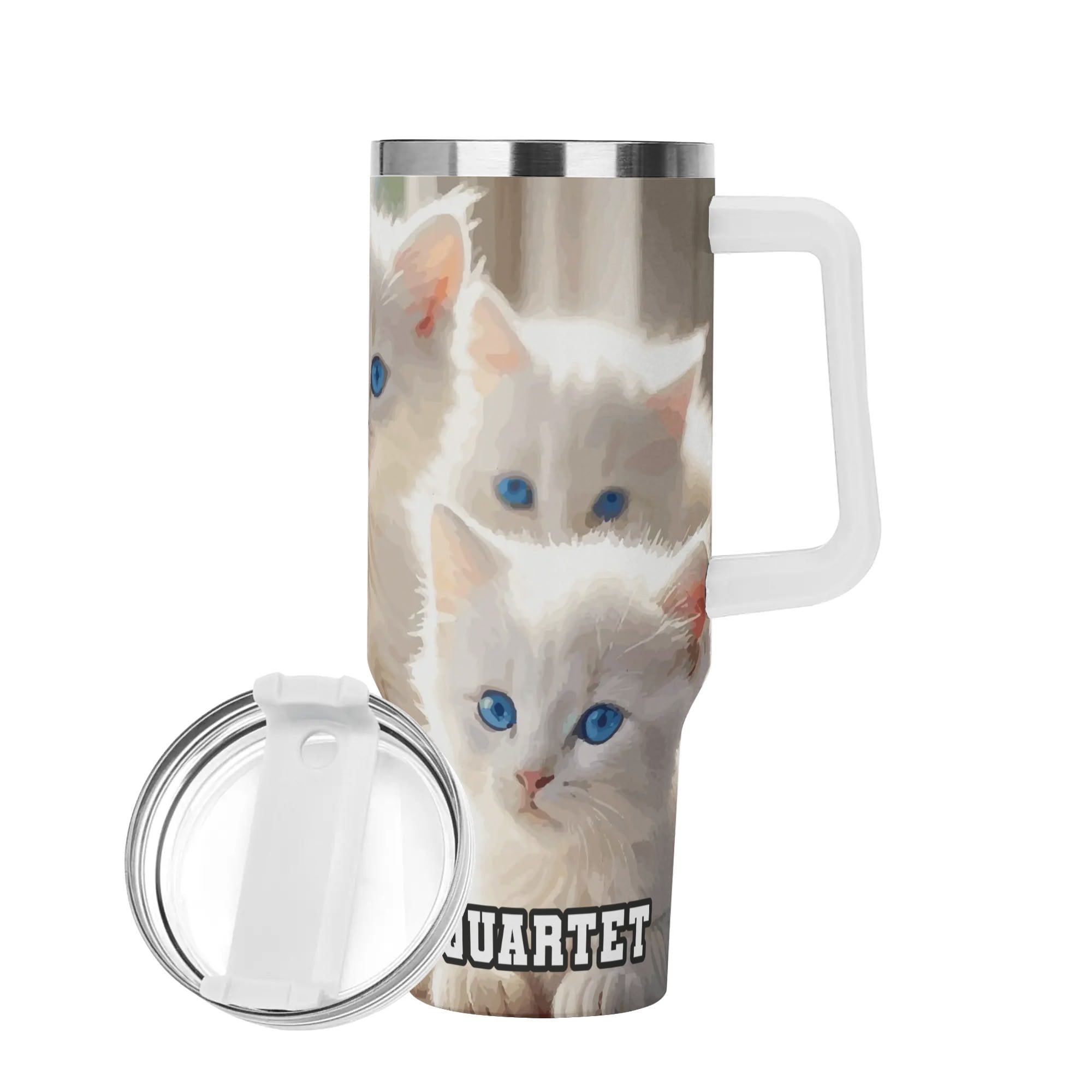 The Meowing Quartet 40oz Stainless Steel Tumbler With Handle and Straw