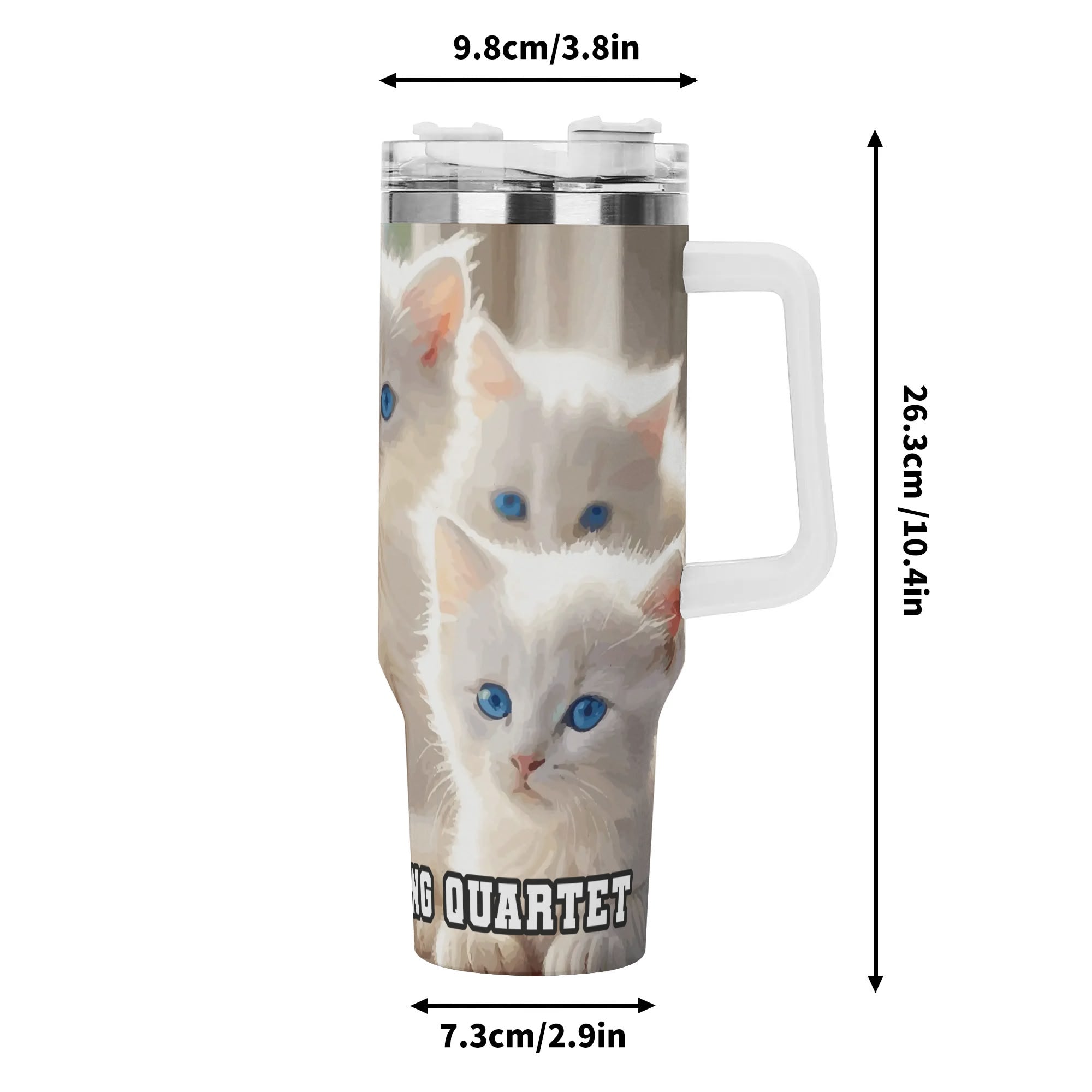 The Meowing Quartet 40oz Stainless Steel Tumbler With Handle and Straw