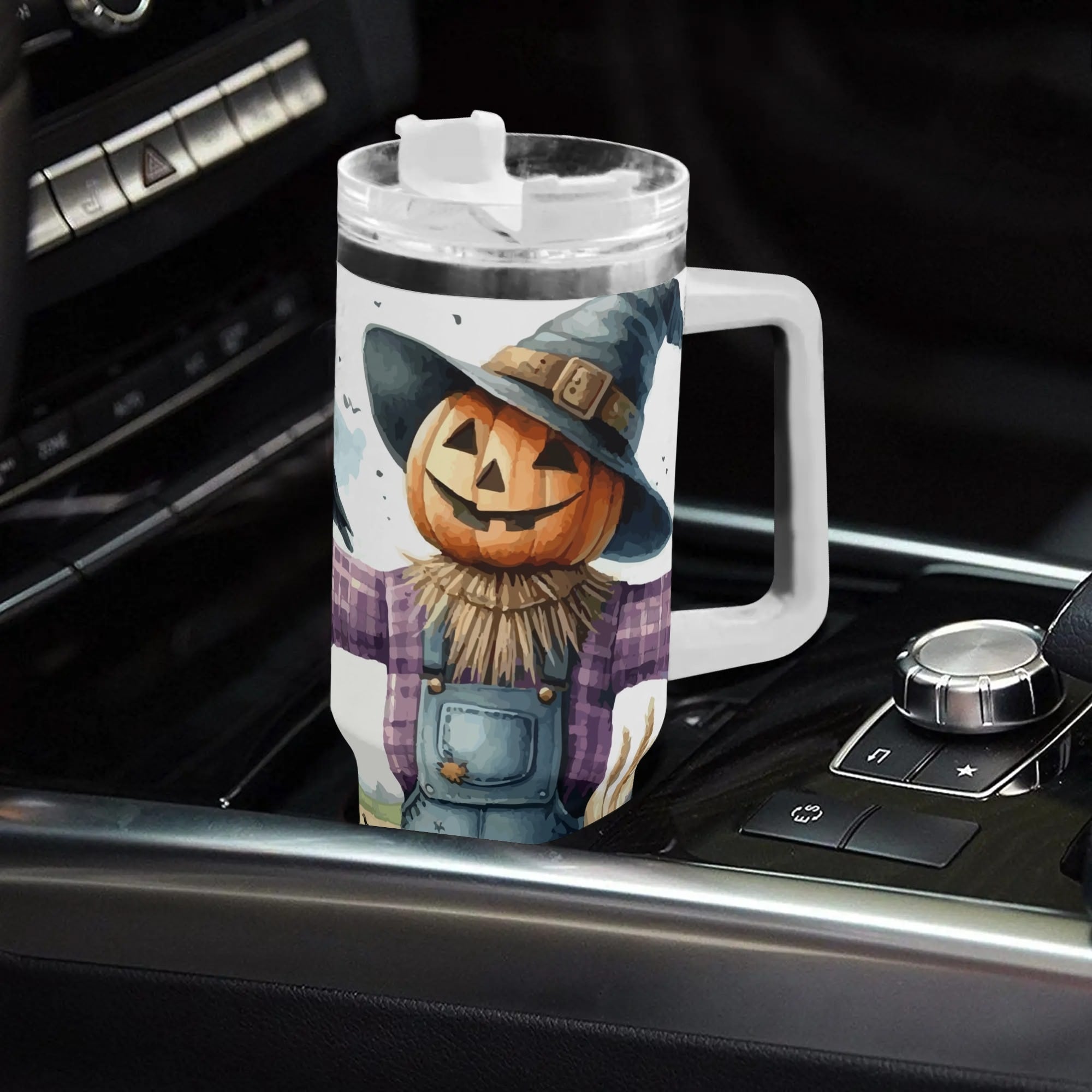 Happy Fall Scarecrow 40 oz Stainless Steel Tumbler with Handle & Straw