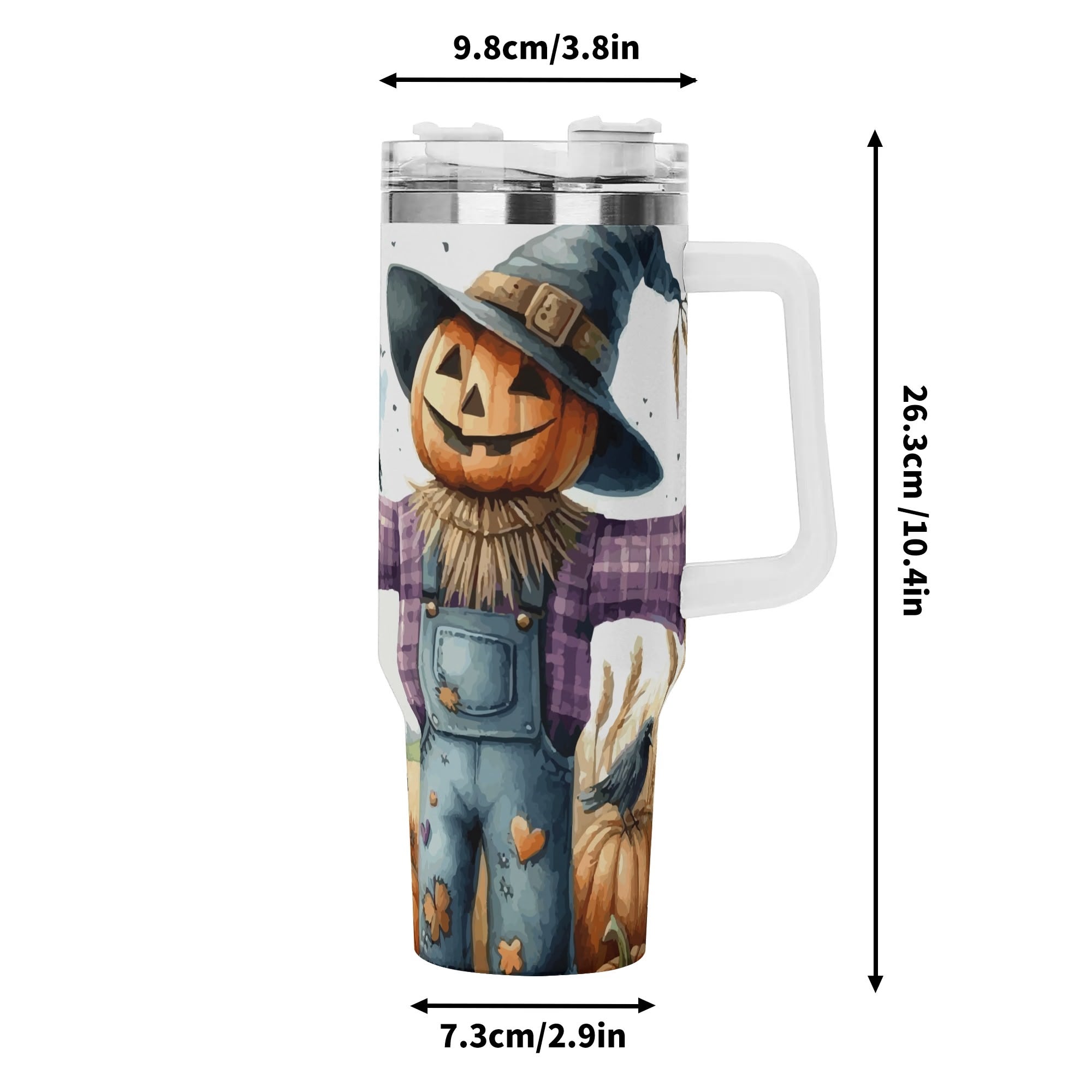 Happy Fall Scarecrow 40 oz Stainless Steel Tumbler with Handle & Straw