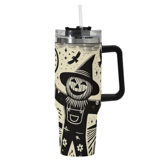 Scarecrow Sketch 40oz Stainless Steel Tumbler with Handle and Straw