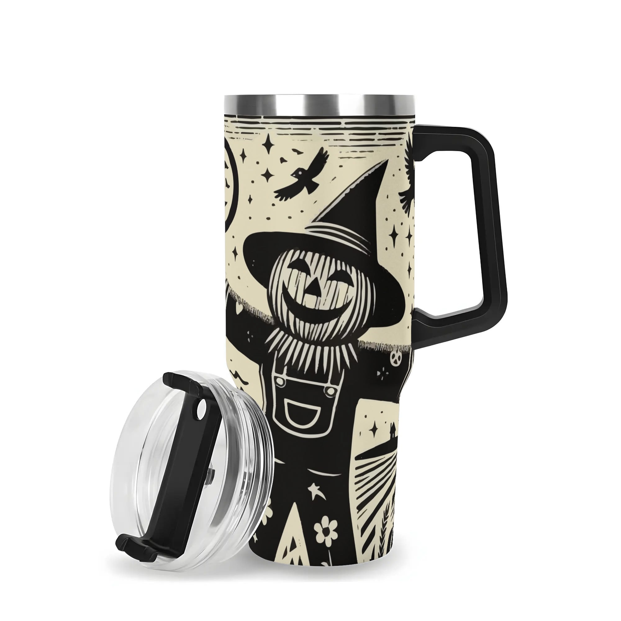 Scarecrow Sketch 40oz Stainless Steel Tumbler with Handle and Straw