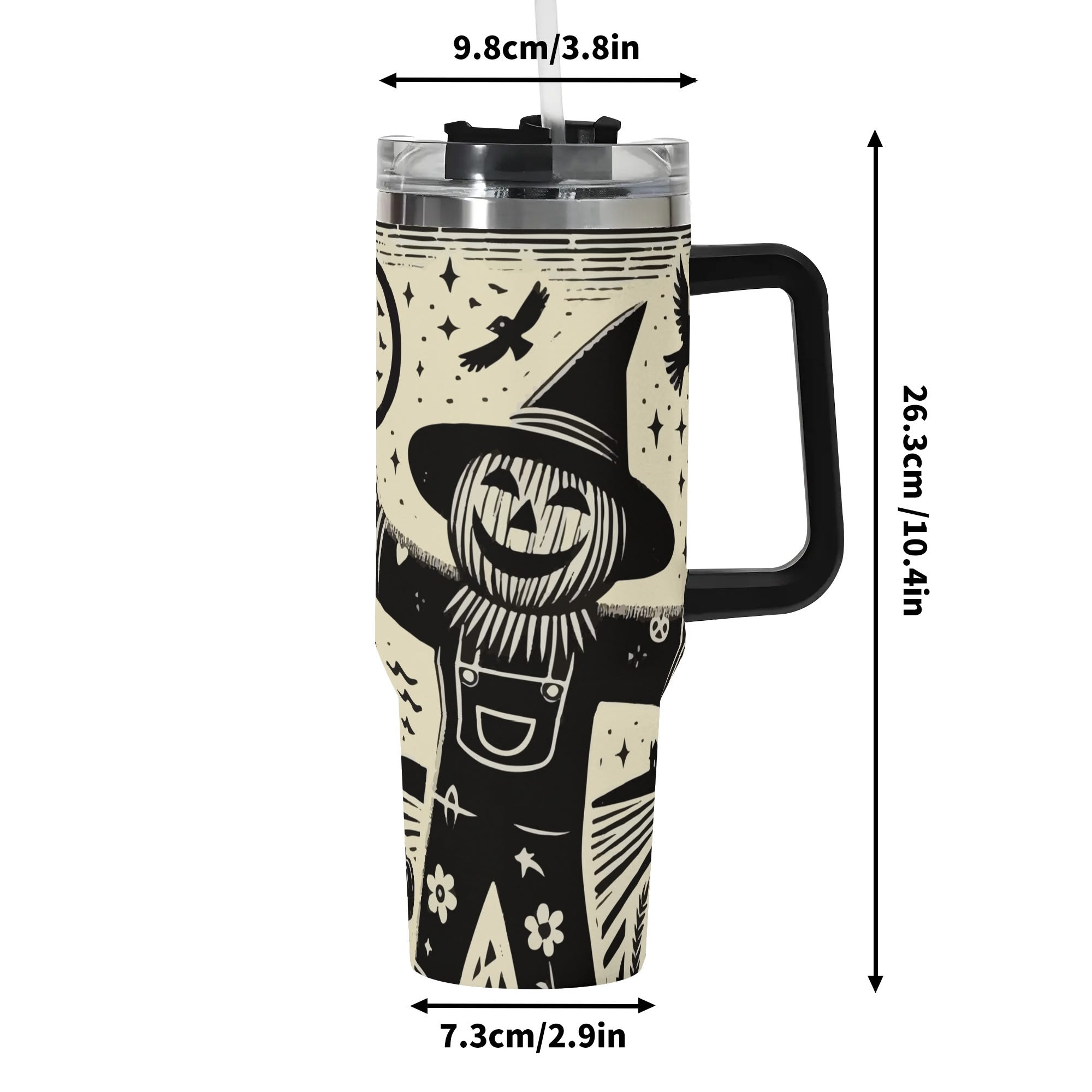 Scarecrow Sketch 40oz Stainless Steel Tumbler with Handle and Straw