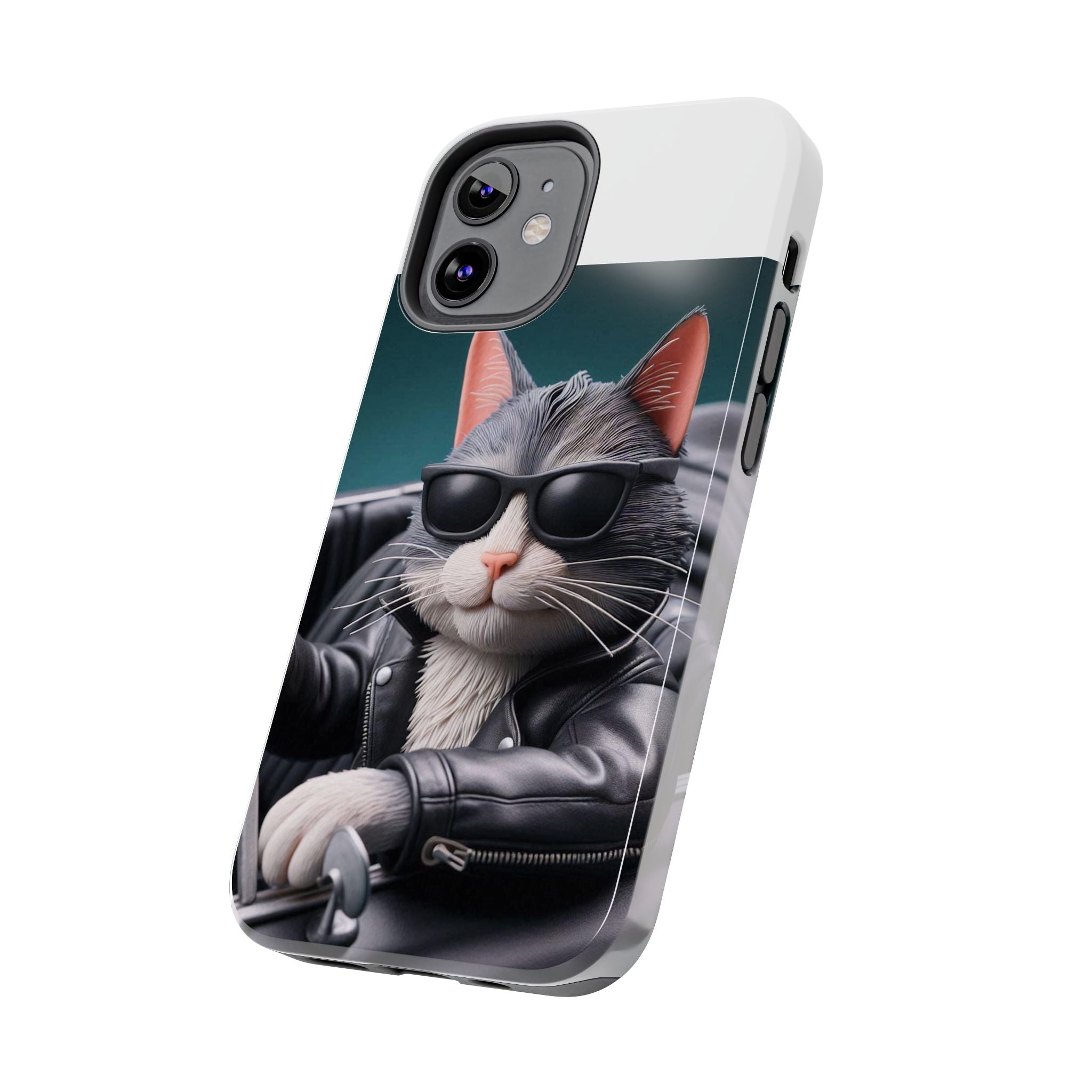 Cool Cat in Leather Jacket Driving Car Mobile Phone Case