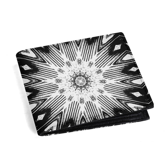 Black and White Stars Printed Faux Leather Folded Wallet