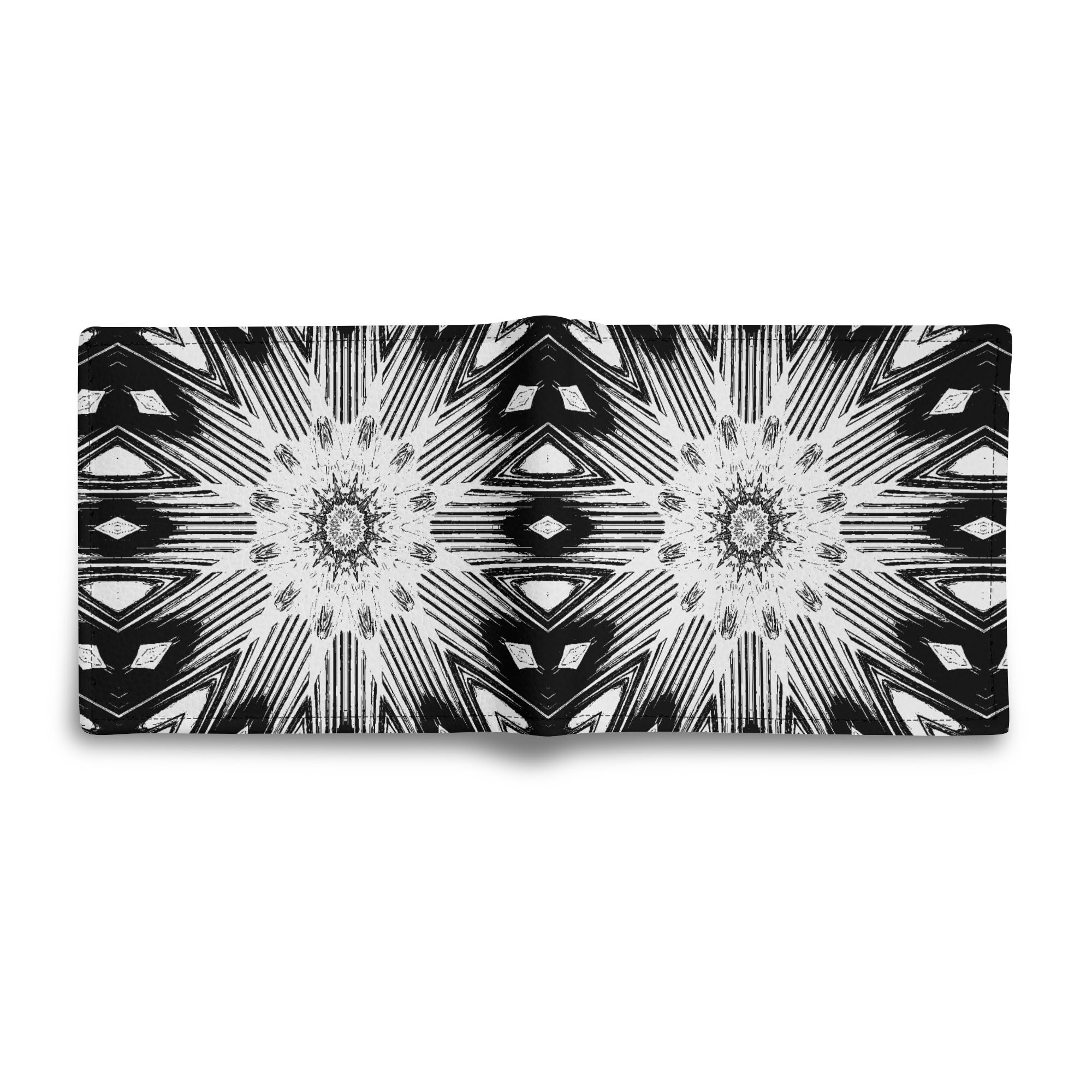 Black and White Stars Printed Faux Leather Folded Wallet