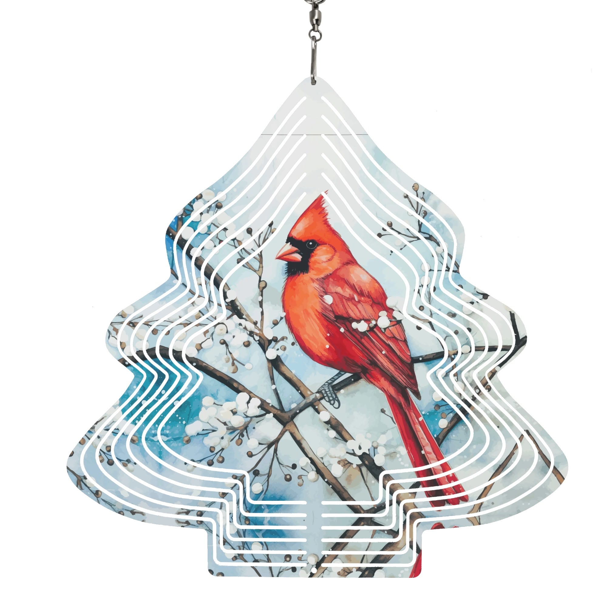 Red Bird in Snow Wind Spinner Christmas Yard Decor