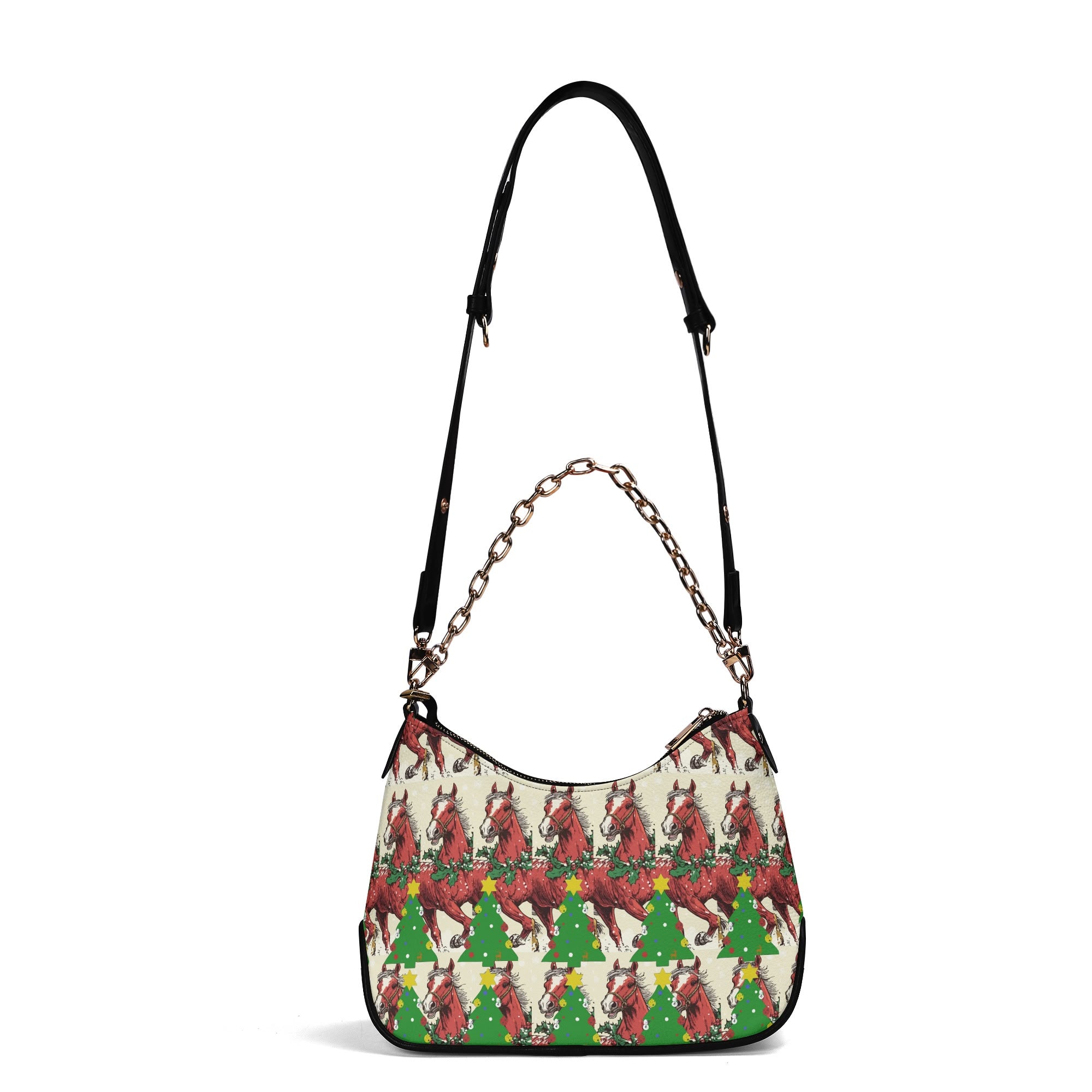 Women's Christmas Horses Shoulder Bag With Chain Decoration