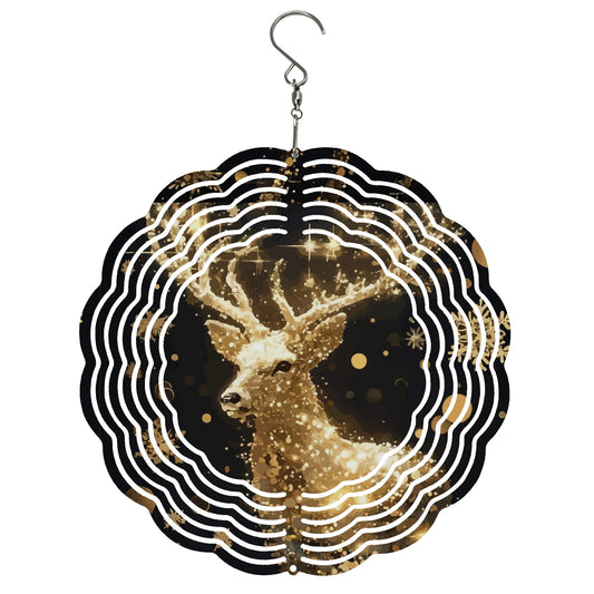 Christmas Reindeer Round Wind Spinner Holiday Decor