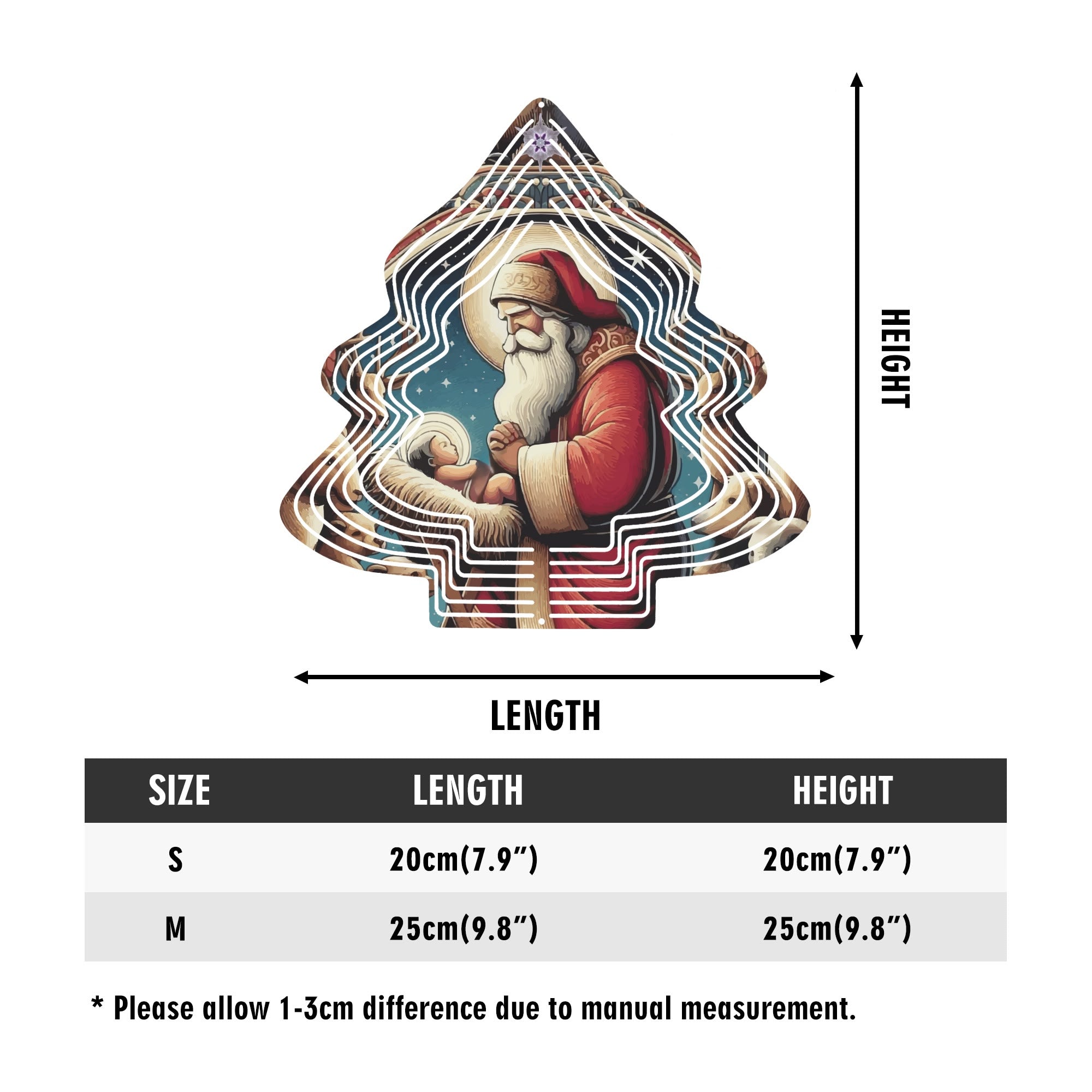 Santa with Baby Jesus Tree-shaped Wind Spinner Christmas Decor