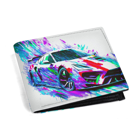 Flashy Sports Car Printed Faux Leather Folded Wallet