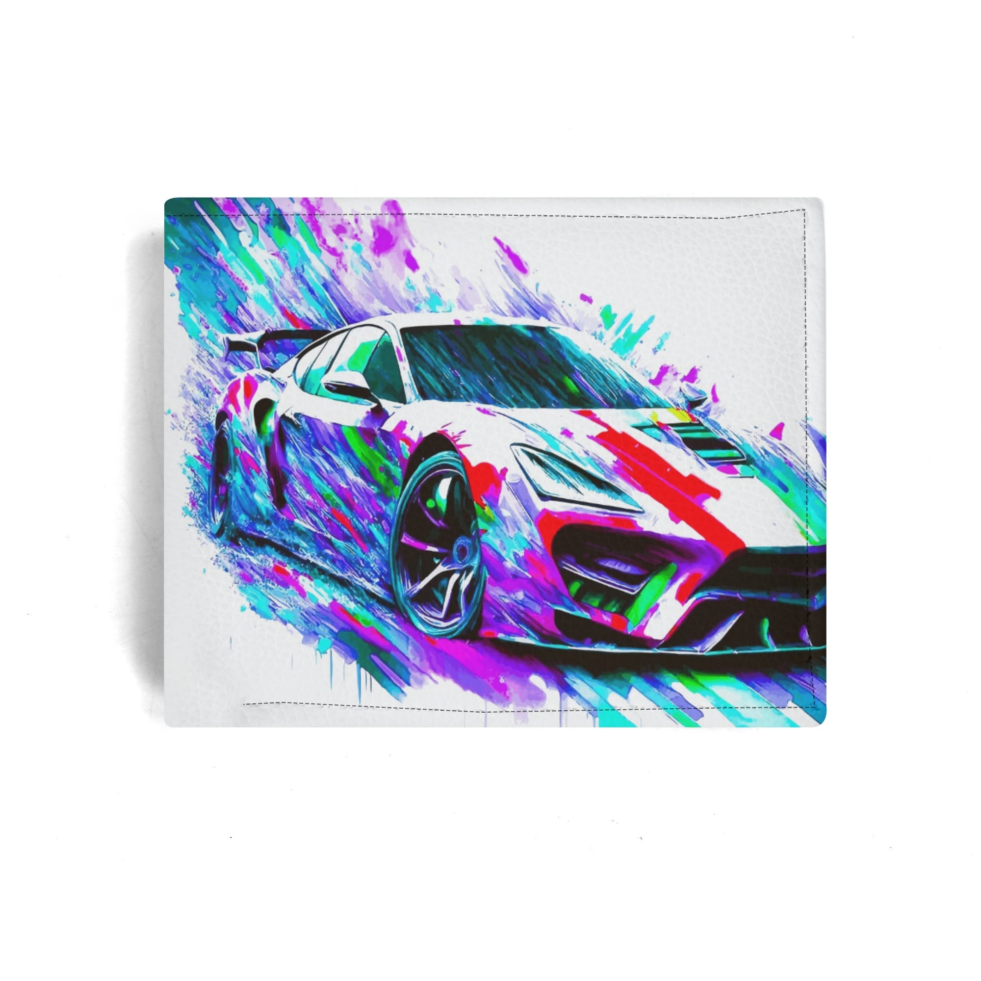 Flashy Sports Car Printed Faux Leather Folded Wallet