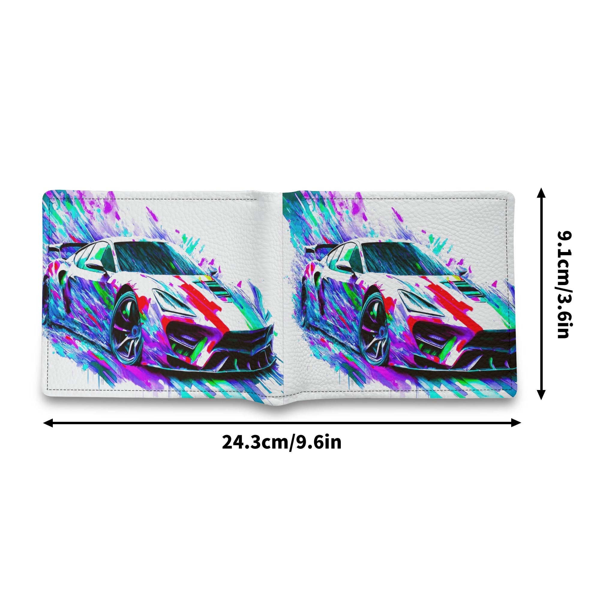 Flashy Sports Car Printed Faux Leather Folded Wallet