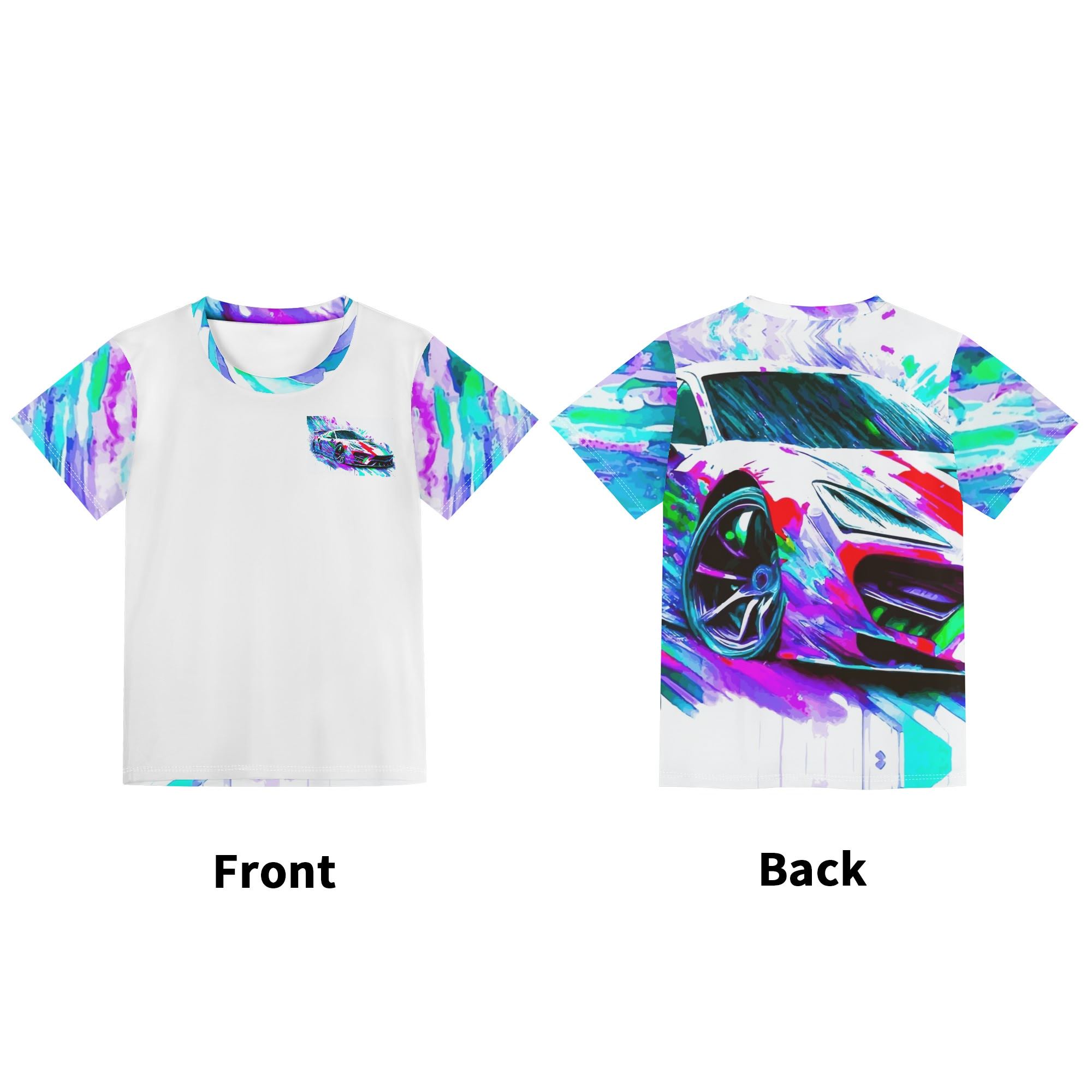 Child's Flashy Sports Car Short Sleeve Graphic T-shirt