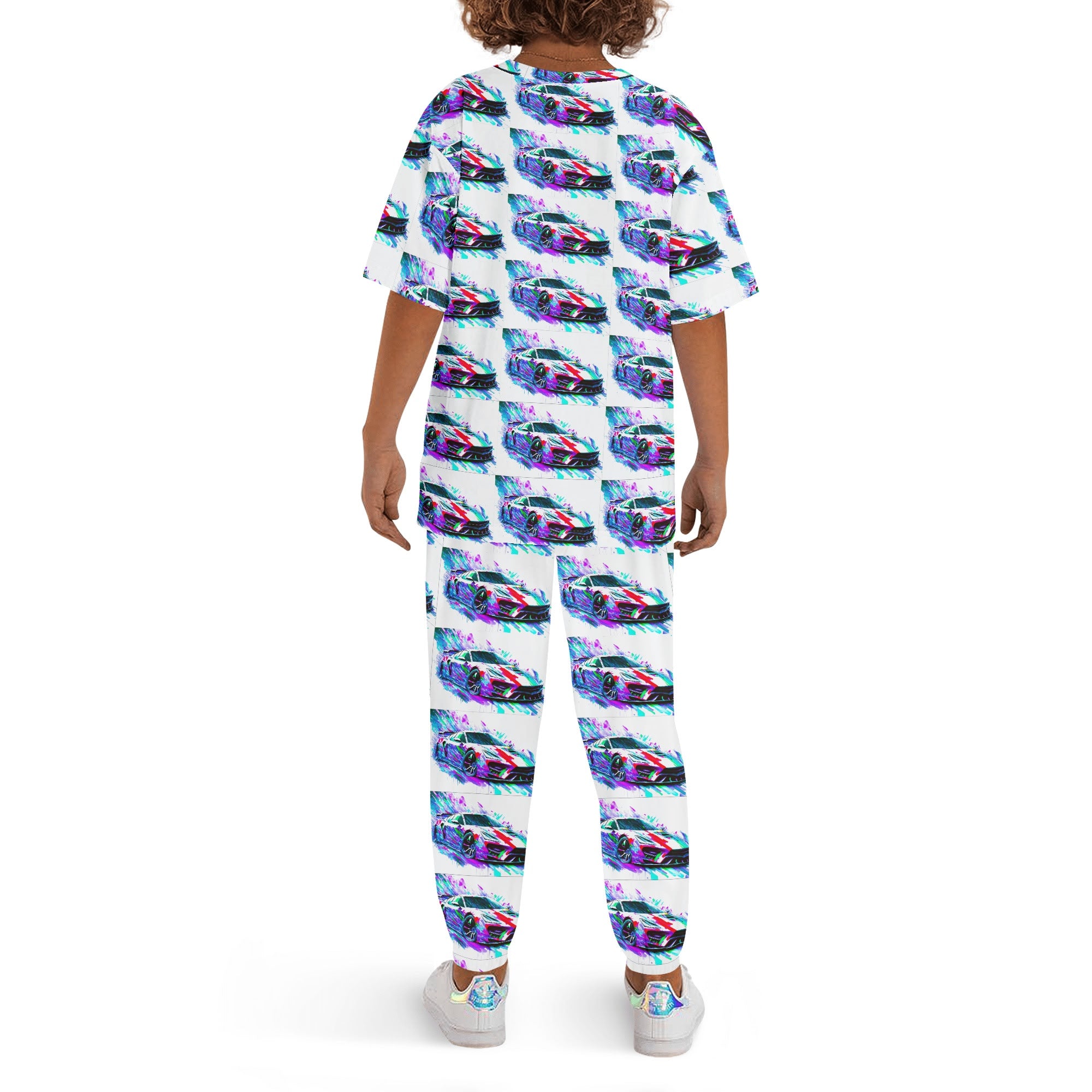 Child's Sports Car Short Sleeve Shirt and Long Pants Pajama Set